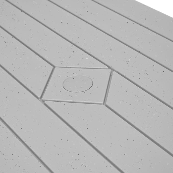 OEF Furnishings Heavy Duty Blow Molded Folding Picnic Table- Light Speckled Grey, Black Frame