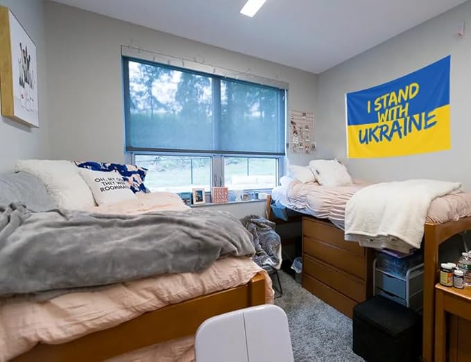 I Stand with Ukraine Flag 2x3FT Ukrainian National Polyester Banner With 2 Grommets Fade Resistant Vivid Color For Patriotic Festival Events Party Decoration