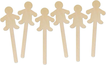 Hygloss Natural Wood Popsicle Sticks - Craft Stick - Great for Arts and Crafts - People Shape - 6.25 Inches High - 6 Pcs