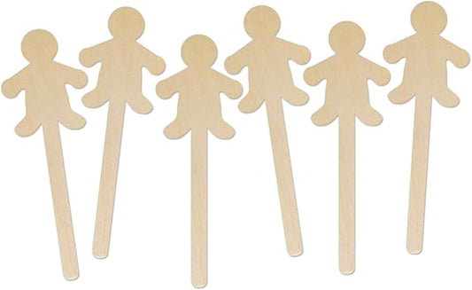 Hygloss Natural Wood Popsicle Sticks - Craft Stick - Great for Arts and Crafts - People Shape - 6.25 Inches High - 6 Pcs