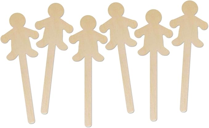 Hygloss Natural Wood Popsicle Sticks - Craft Stick - Great for Arts and Crafts - People Shape - 6.25 Inches High - 25 Pcs