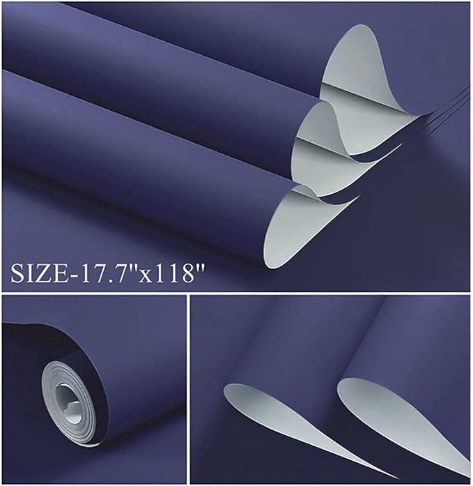 Dimoon 118''x17.7'' Blue Peel and Stick Wallpaper Contact Paper Modern Self Adhesive Wall Paper Removable Renter Friendly Textured Solid Color Shelf Cabinet Vinyl Roll (118''x17.7'',Tibetan Blue)