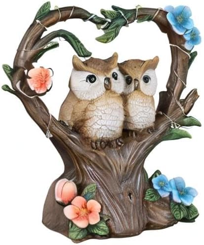 Solar Garden Owl Statue, Owl Figurines with Solar LED Lights for Garden Patio Lawn Ornaments, Indoor Outdoor Decor Waterproof Garden Gift for Owl Lovers 7''