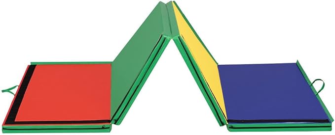 Giantex 4'x10'x 2" Gymnastics Mat, 4-Panel Folding Aerobics Exercise Mat w/Hook & Loop Fastener, Carrying Handle, Portable Tumbling Mat for Stretching Yoga Cheerleading Martial Arts