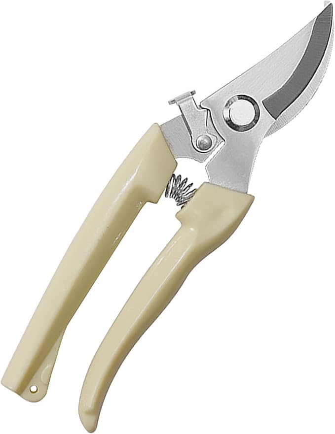 Garden Flower Shears Pruning Shears 6.9 inches Scissors Heavy Duty Plant Scissors for Cutting Flowers, Trimming Plants, Bonsai, Fruits Picking (White Handle)