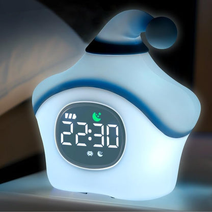 Star Alarm Clock with Night Light for Kids with Sleep Training and Sound Machine, Rechargeable Silicone Lamp OK to Wake Clock, Cute Animal Tabletop Lamp, Perfect Sleep Companion for Boys Girls, Blue