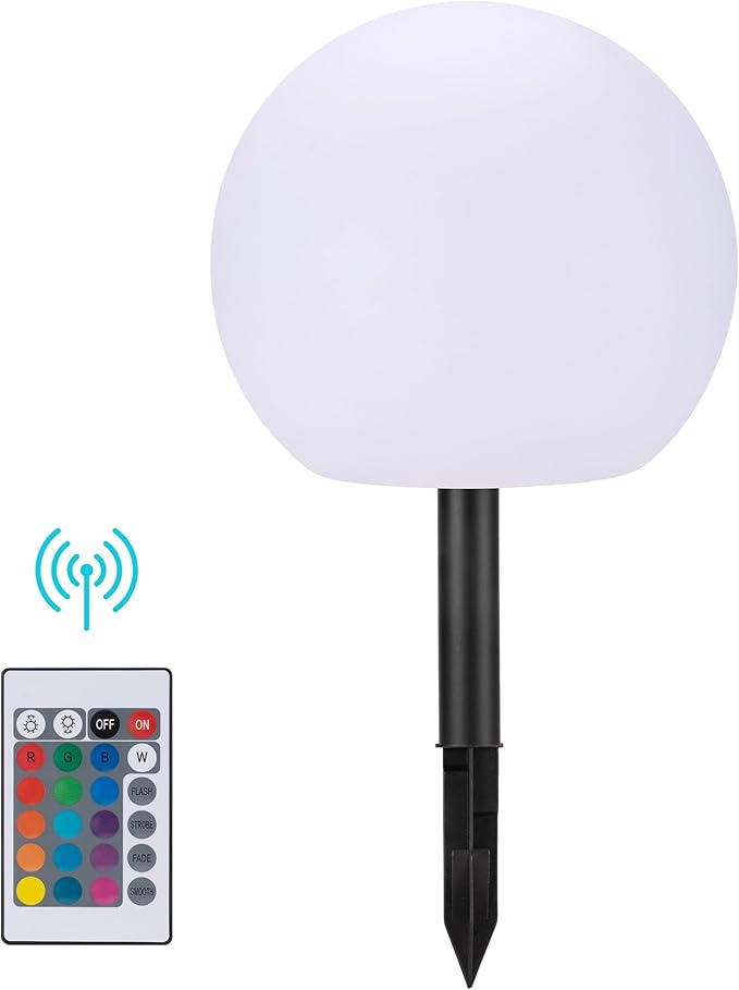 shumi Solar Ball Light-10inch LED Outdoor Table Lamp 16 RGB Colors and Dimmable Globe Light with Remote,Decor for Patio,Garden,Yard,Beach,Pathway