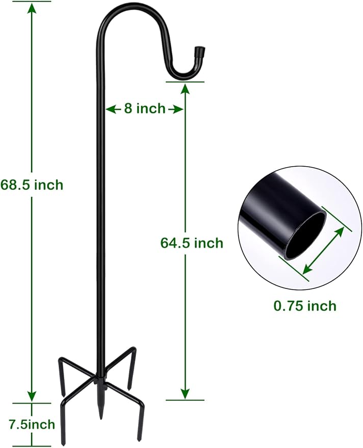 Ottsuls Shepherd-Hooks Adjustable for Bird-Feeder Lantern Plant-Hook Garden-Stake - Plant Stand Hanger for Outdoor Flower Basket, Bird Feeder Hanger Weddings Decor