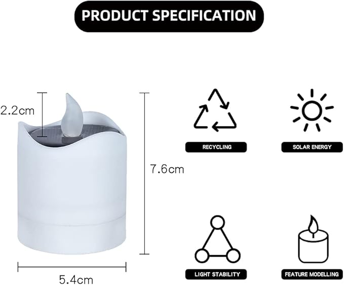 Solar Candle Lights,Flameless Candle Lights,Solar Rechargeable Tea Wax lamp,6 flameless Candle Light, Suitable for Wedding, Valentine's Day, Halloween, Christmas (Solar Candle Light)