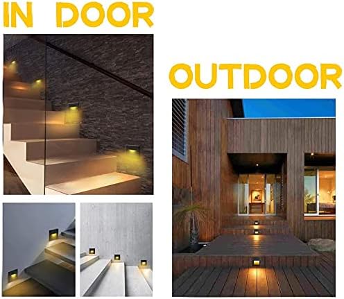 4Pack 3W LED Recessed Wall Light,120V Step Lights Warm White 3000K, IP65 Waterproof Stair Light Staircase Light lamp, Inside Outside Garden Balcony Corridor, Aluminum,Black