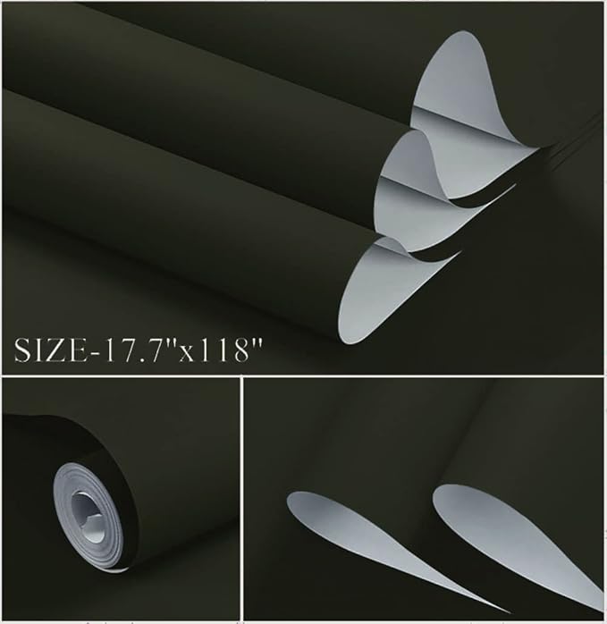 Dimoon 118''x17.7'' Green Peel and Stick Wallpaper Contact Paper Modern Self Adhesive Wall Paper Removable Renter Friendly Textured Solid Color Shelf Cabinet Vinyl Roll (118''x17.7'',Retro Green)