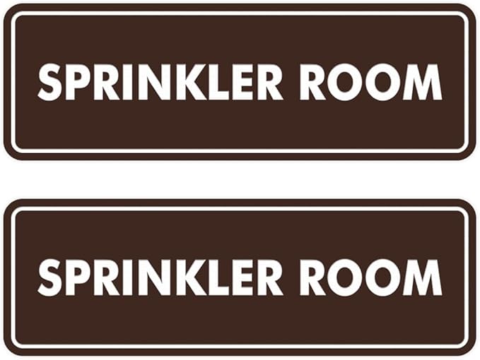 Signs ByLITA Standard Sprinkler Room Sign (Dark Brown) - Large 2 Pack