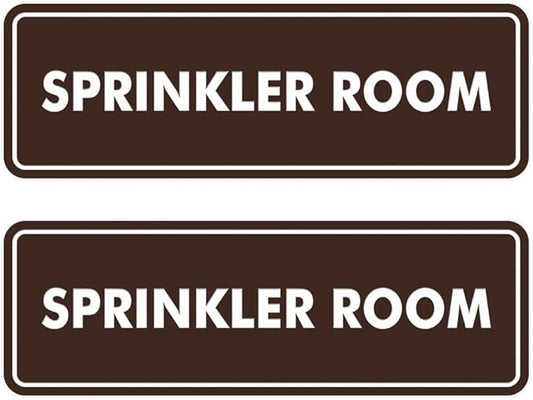 Signs ByLITA Standard Sprinkler Room Sign (Dark Brown) - Small 2 Pack