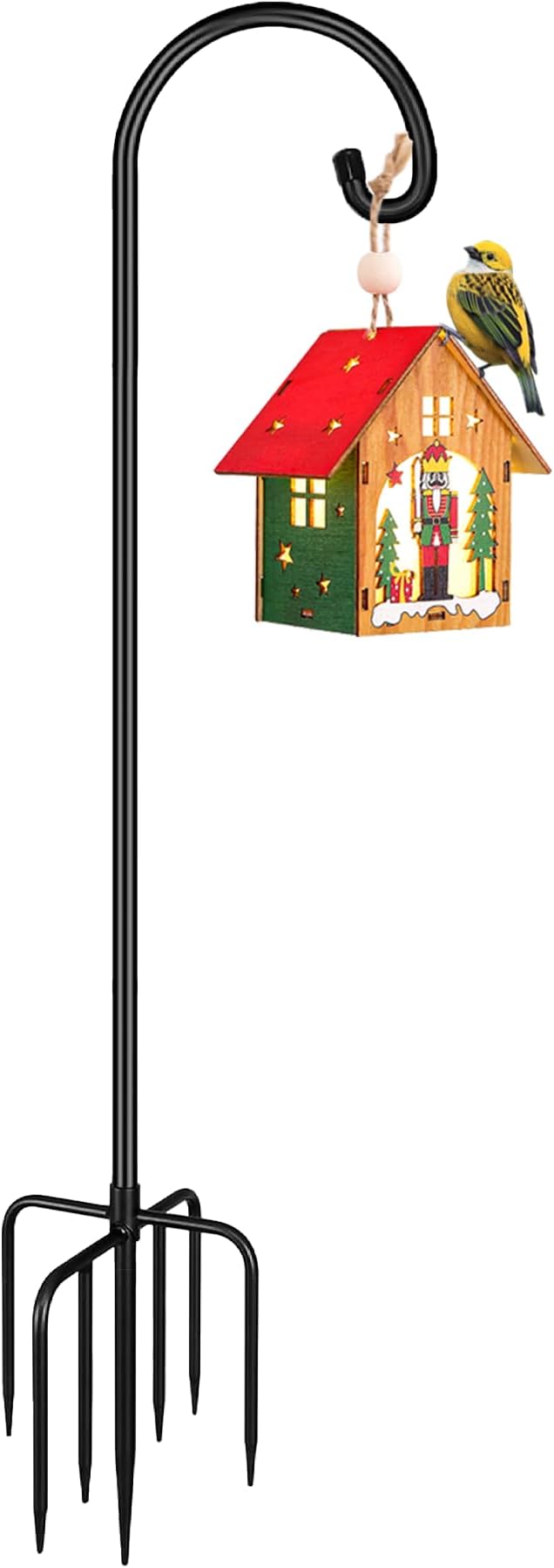 Shepherd Hook 92 Inch Tall Heavy-Duty Metal Garden Hanging Pole Stake for Bird Feeder Pole Plant Baskets, Black (1 Pack)