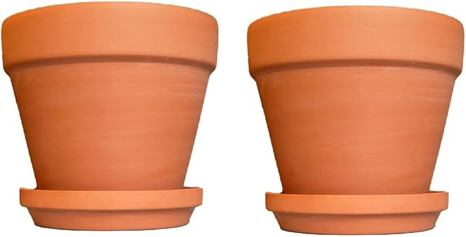 OLEEP Clay Pot - 2 Pack Large Terra Cotta Plant Pot with with Sauce,Drainage Hole, Clay Planters Pot, Terracotta Pot for Indoor Outdoor Plant (7.8 inch)