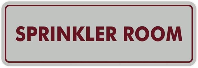Signs ByLITA Standard Sprinkler Room Sign (Light Grey/Burgundy) - Small