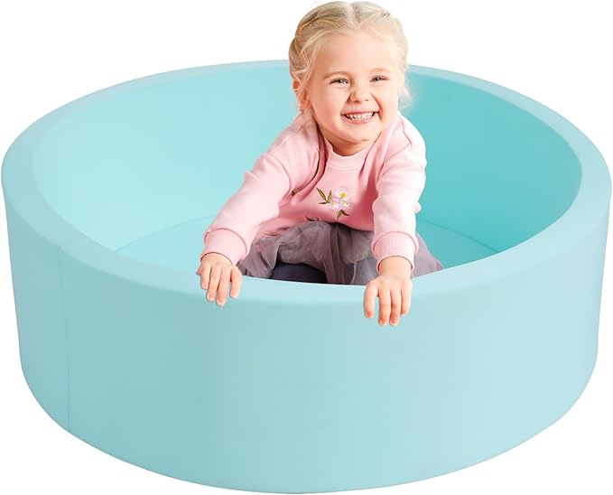 TRENDBOX Memory Foam Sponge Indoor Round Ball Pit (NO Balls) for Toddler Children - Light Blue