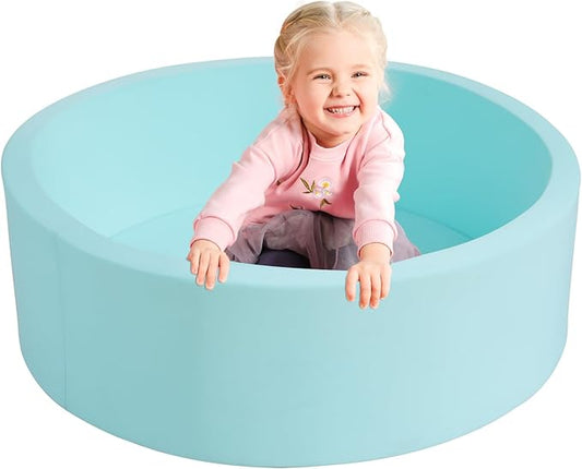 TRENDBOX Memory Foam Sponge Indoor Round Ball Pit (NO Balls) for Toddler Children - Light Blue
