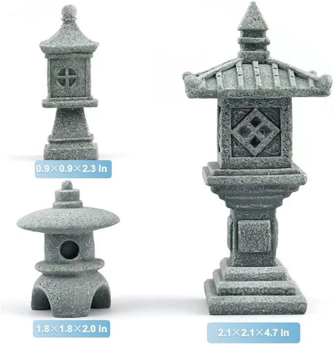 Miniature Fairy Garden Decoration Set,3 Japanese Lantern,10 Stepping Stone Mini Fairy Decor for Garden & Patio Micro Landscape Yard Bonsai Decoration