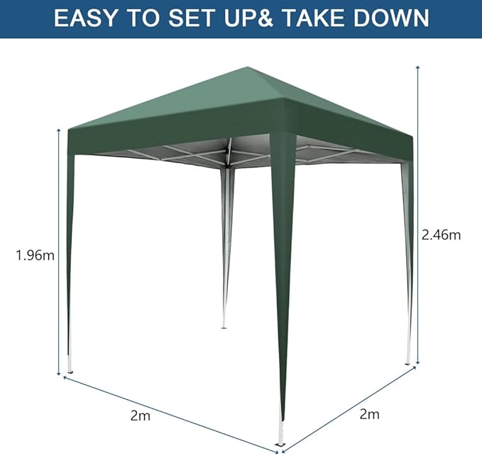 Outvita 6.5x6.5ft Pop Up Canopy Tent, Outdoor Instant Shelter Folding Canopy with Carry Bag for Commercial Events, Party, Backyard BBQ, Camping Green