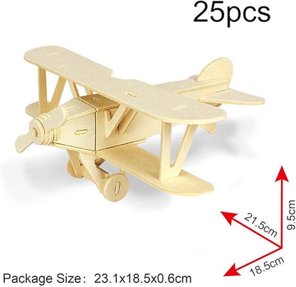 Georgie Porgy 2 Packs of 3D Wooden Puzzles, DIY Models Kits for Kids, Dinosaur Animal Airplane Car Woodcraft Construction Toy DIY Projects (Biplane Helicopter)