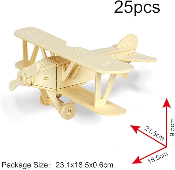 Georgie Porgy 3D Wooden Puzzles for Kids Toys Construction Woodcraft Kits DIY Model Puzzle Kits Birthday Gifts Pack of 3 (Biplane Off-Road Vehicle Yacht)