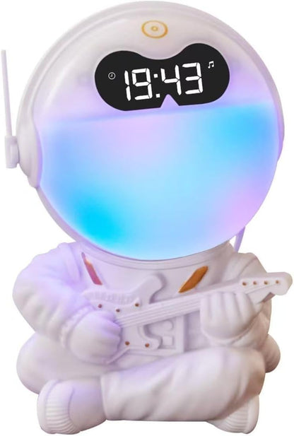 Astronaut Kids Sunrise Alarm Clock, 7 Dimmable Light Wake Clock for Teens, White Noise Bluetooth Speaker with 9 Soothing Sounds, Best Modern Alarm Clock for Heavy Sleepers, Adults, Boys in Bedroom