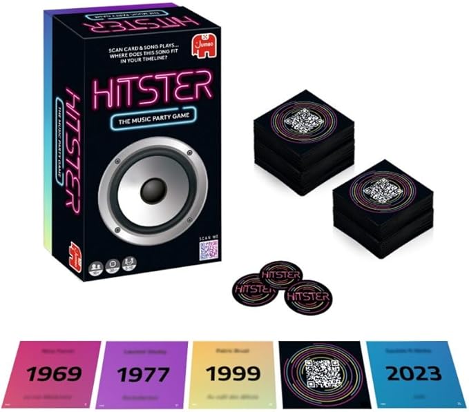 Jumbo Hitster - The Music Party Board Game, Card Game, Fun Music Quiz Game, 2-10 Players - 300 Plus Iconic Music Hits - Great for Adult and Family Game Nights (US Edition)