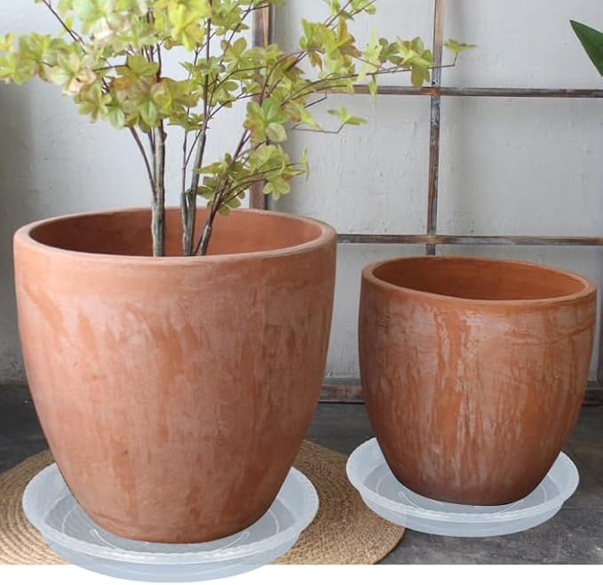 Plant Saucer 2 Pack of 14 inch, Clear Plastic Flower Plant Pot Saucer, Heavy Duty Plant Drip Trays Saucers for Indoor, Plant Water Tray for Planters