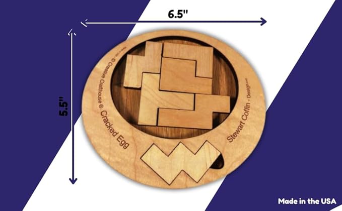 Difficult Puzzle for Adults - The Cracked Egg - 7 Piece Wood Brain Teaser Made in The USA from Creative Crafthouse