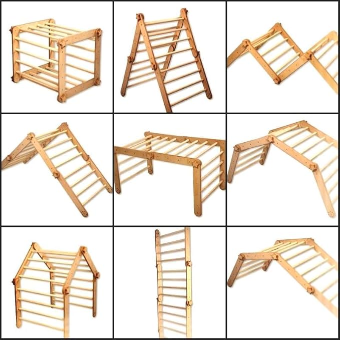 Montessori Climbing Cube and Triangle for Kids | Foldable Climbing Set | Indoor Activity Cube | Climbing Set with Cube and Triangle for Toddler | Foldable Wooden Jungle Gym (CUBE+ARCH+2 RAMP)