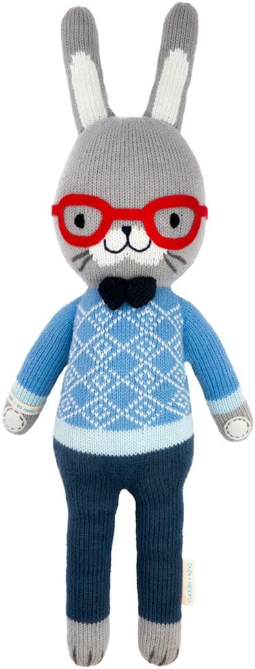 cuddle + kind Benedict The Bunny Little 13" Hand-Knit Doll – 1 Doll = 10 Meals, Fair Trade, Heirloom Quality, Handcrafted in Peru, 100% Cotton Yarn