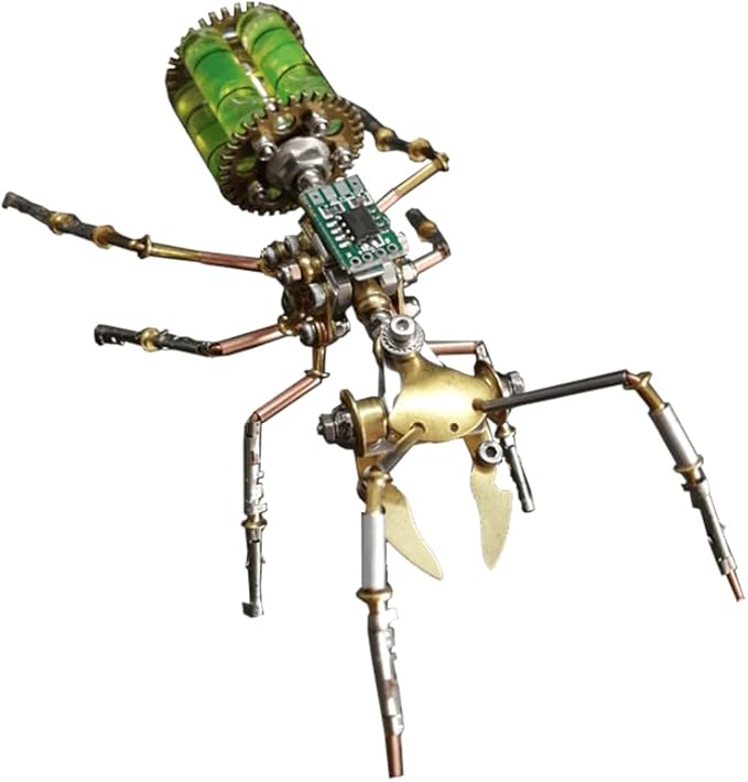 3D Steampunk Mechanical Insect Puzzle Kit - DIY Metal Assembly Model for Adults, Unique Retro Brass Sculpture Craft for Home Office Decoration (Gatling Ant)