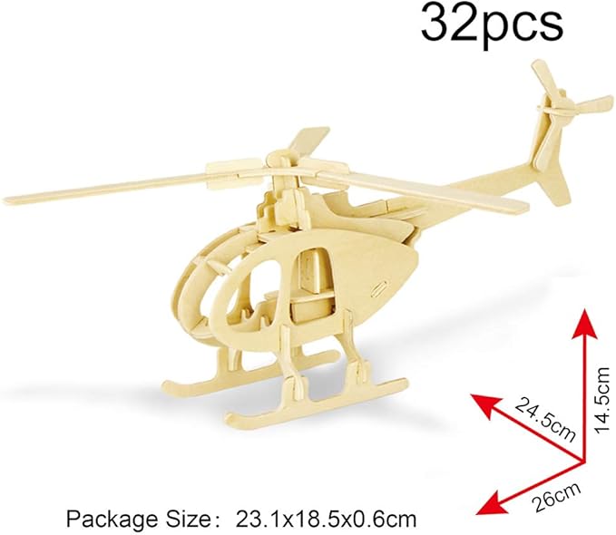 Georgie Porgy 2 Packs of 3D Wooden Puzzles, DIY Models Kits for Kids, Dinosaur Animal Airplane Car Woodcraft Construction Toy DIY Projects (Biplane Helicopter)
