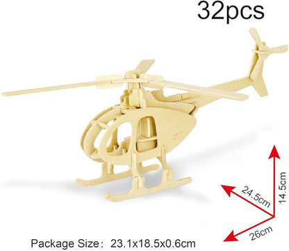 Georgie Porgy 3D Wooden Puzzles for Kids Toys Construction Woodcraft Kits DIY Model Puzzle Kits Birthday Gifts Pack of 3 (Biplane Helicopter Civil Airplane)