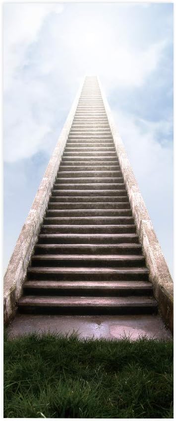 3D Door Stickers Murals - Stairs - Peel and Stick - Waterproof & Washable - Matt Finish - Modern Style - White - 2 Pack (35.4" x 78.7")