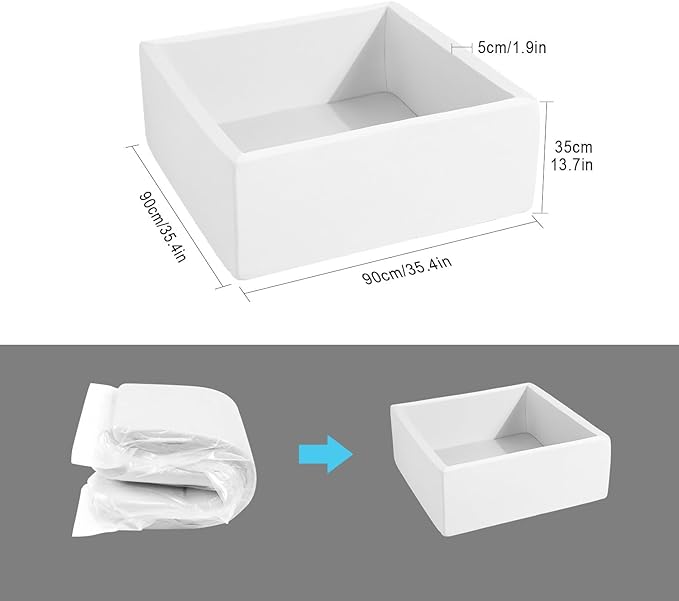 Foam Ball Pit for Toddlers Kids Square Soft Ball Pool Ideal Gift Play Toy for Children Kiddie Pools - White