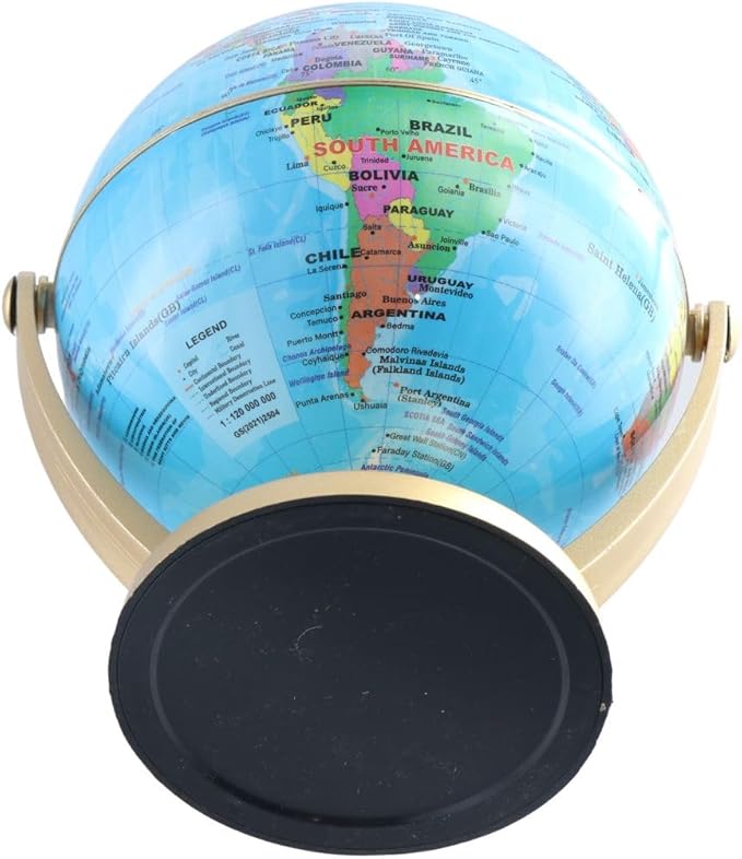 Leadigol 12cm World Globe with Stand, World Globe with Round base,360° Horizontal Rotation World Map with Clear Text Markings,Political Map Classroom Learning,Blue