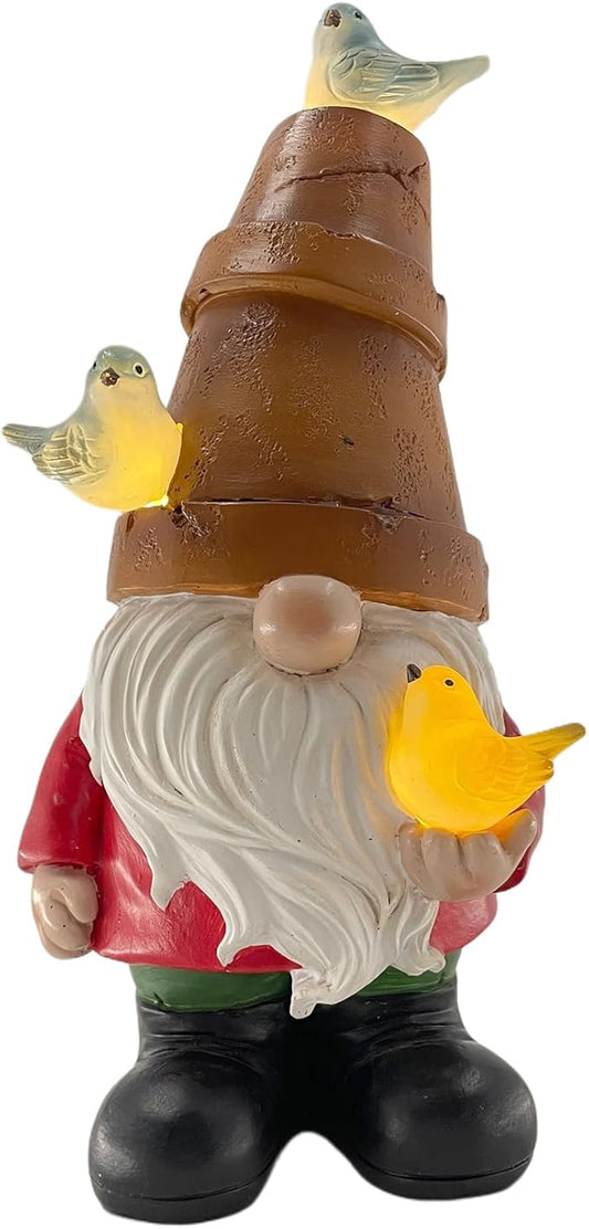 Solar Garden Gnome Figurine, Cute Resin Gnome Sculpture, Garden Gnome Statues Outdoor Decor, Funny Gnome Gift Sculpture Decoration for Home Patio Yard Lawn Porch Ornament