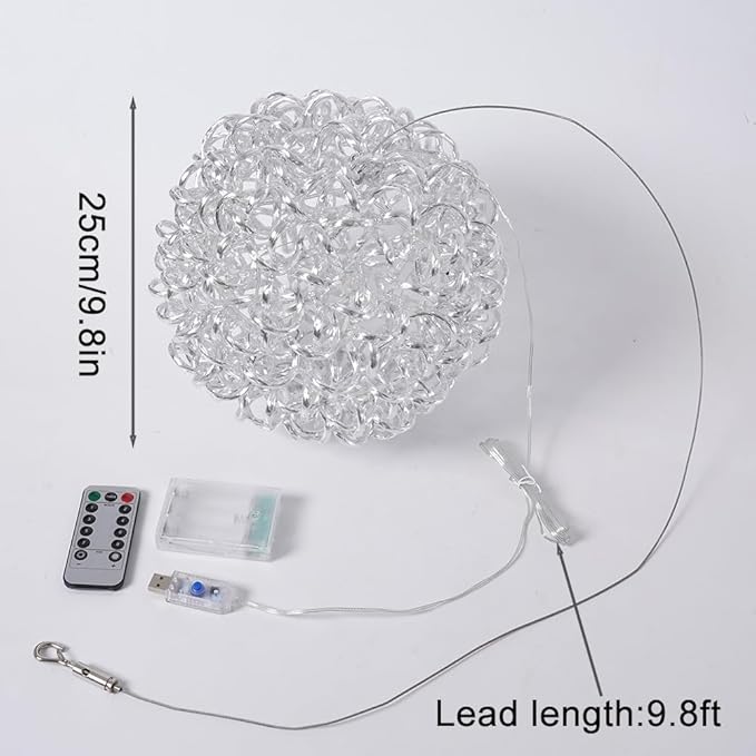 Lighted Magical Aluminum Balls Lights Hanging Tree Garden Lights, Silver Metal Balls LED Fairy Lights， Trees Garden Lights for Party Wedding Yard Garden Porch Patio Decoration