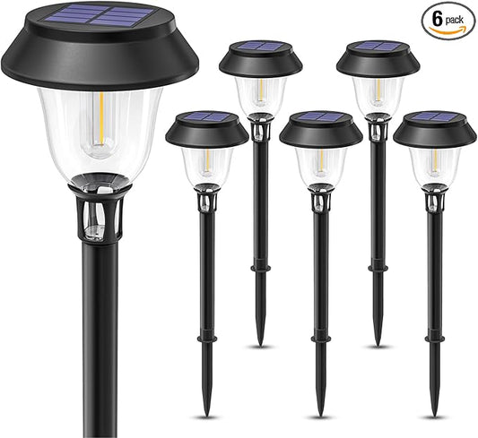VOLISUN Solar Pathway Lights, 6 Pack LED Solar Lights Outdoor Waterproof,3200K Landscape Lighting,2 Brightness Mode Solar Path Lights,Landscape Lights,Solar Garden Lights for Yard Walkway Driveway