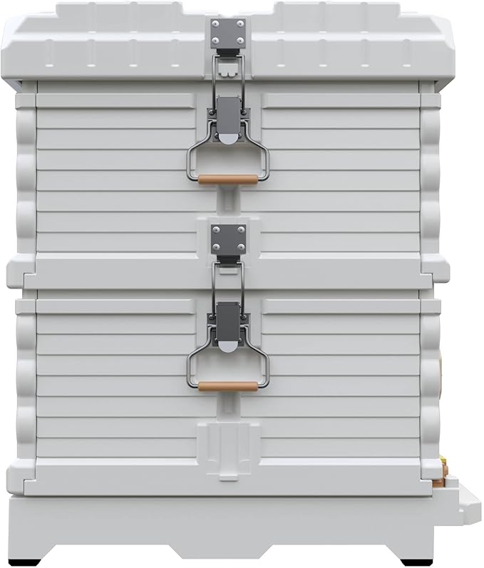 Ergo Insulated 10 Frame Bee Hive Set [NO Frames Included] (Double Deep, White Body Yellow Entrance)