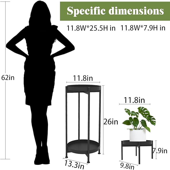 Plant Stand Indoor ,7.9'' H&25.5'' H Indoor Plant Stand Stable Plant Holder Flower Pot Stands for Multiple Plant Metal Single Plant Stand Indoor Small Plant Stand for Patio Garden Decor
