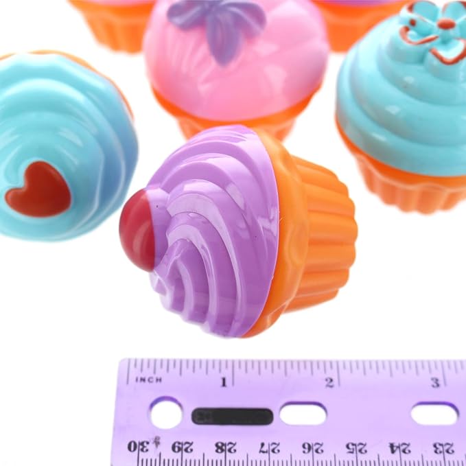 GIFTEXPRESS 6 PCS Pretend Play Food Dessert Set, Mini Toy Cupcakes for Kids, Petite Pastries Toys