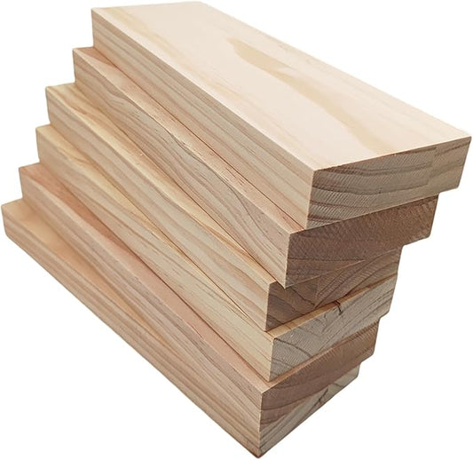 6PCS Rectangle Wood Boards Unfinished Wood Blocks for Crafting, 10x3x1in Blank Whittling Wooden Blocks for Wood Carving,Painting & Burning