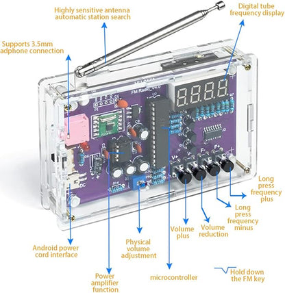 Gikfun FM Radio Kit Soldering Practice Kit DIY School Project FM 87-108MHz with 2 Power Supply Modes, Soldering Learning and Teaching for Beginners, Adults EK1989