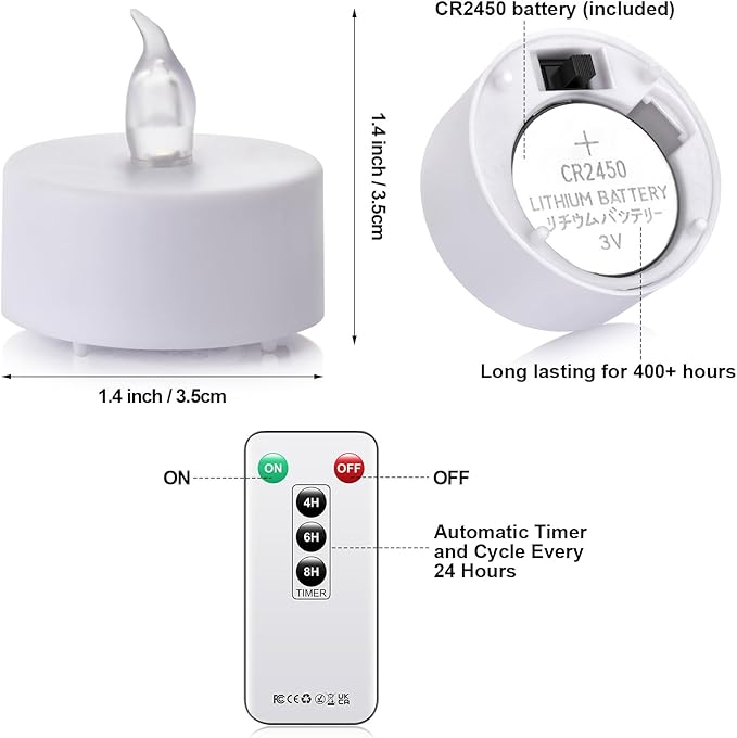 LED Tea Light Remote ControlCandles,50pack Flickering Flameless LED Candle,Long Lasting 400+Hours,Battery Operated with Timer for Home Decoration Seasonal &Festival Celebration WarmYellow