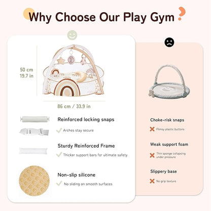 Crisschirs 6-in-1 XL Large Baby Gym & Ball Pit, Play Mat & Play Gym, Combination Baby Activity Gym with Milestone Cards for Sensory Exploration and Motor Skill Development, Balls are not Included