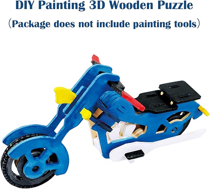 Georgie Porgy 3D Wooden Puzzles for Kids Toys Construction Woodcraft Kits DIY Model Puzzle Kits Birthday Gifts Pack of 6 (Airplane Bus Sports Car Pirate Ship Truck Motorcycle)