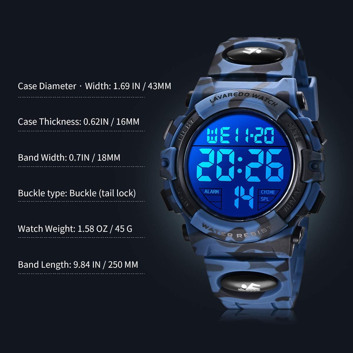 Kids Watch,Boys Watch for 3-15 Year Old Boys,Digital Sport Outdoor Multifunctional Chronograph LED 50 M Waterproof Alarm Calendar Analog Watch for Children with Silicone Band,Kids Gift